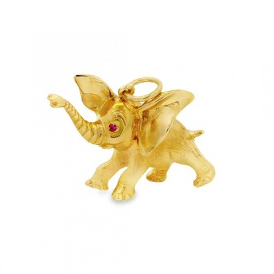 9 kt Gelbgold Rubin Dumbo Anhänger - 38 x 26 x 12 mm - 11,0 g