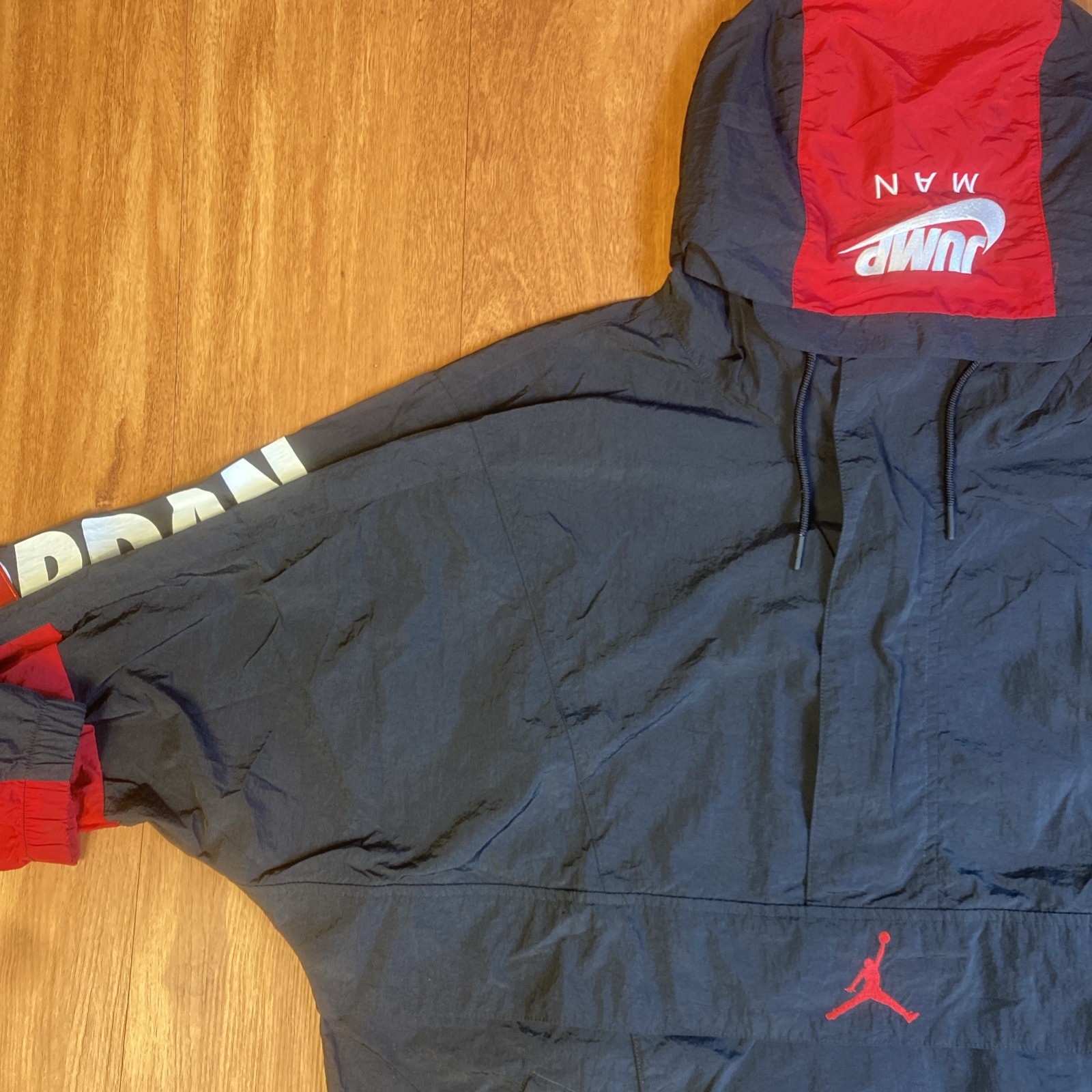 SACAI X NIKE Jordan Jumpman Anorak Giacca Uomo L Nero Rosso Giacca a Vento Mezza Zip Nike Us intime Ottimeioni