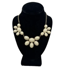 Charming Charlie Fashion Costume Jewelry Necklace Bib Cream Bead Statement