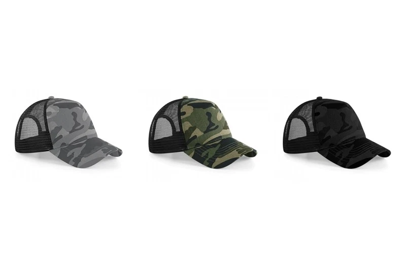 BEECHFIELD Baseballkappe Camo 5-Panel Snapback Trucker Kappe Netz B694 NEU