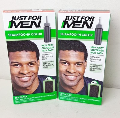 Just For Men Shampoo In Hair Color Jet Black Shade H60 Lot of 2 Boxes
