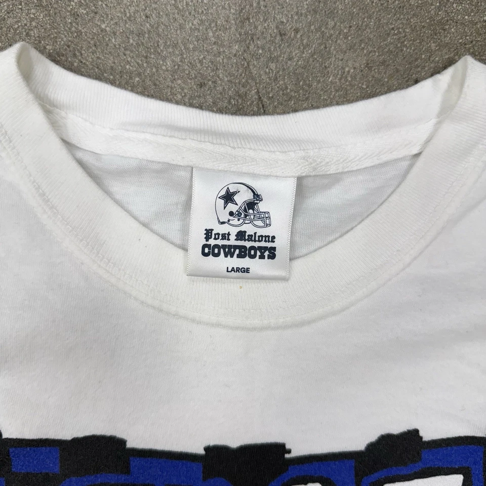 Camiseta Post Malone x NTWRK x Dallas Cowboys blanca para hombre camiseta grande cara grande Foto 3 de 4