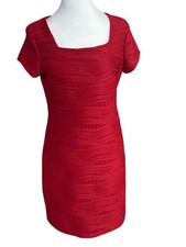 Collection By Dressbarn Red Wave Lined Dress Petite Small