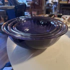 Set of 3 Vintage Pyrex Purple Amethyst Glass Nesting Mixing Bowls Scalloped