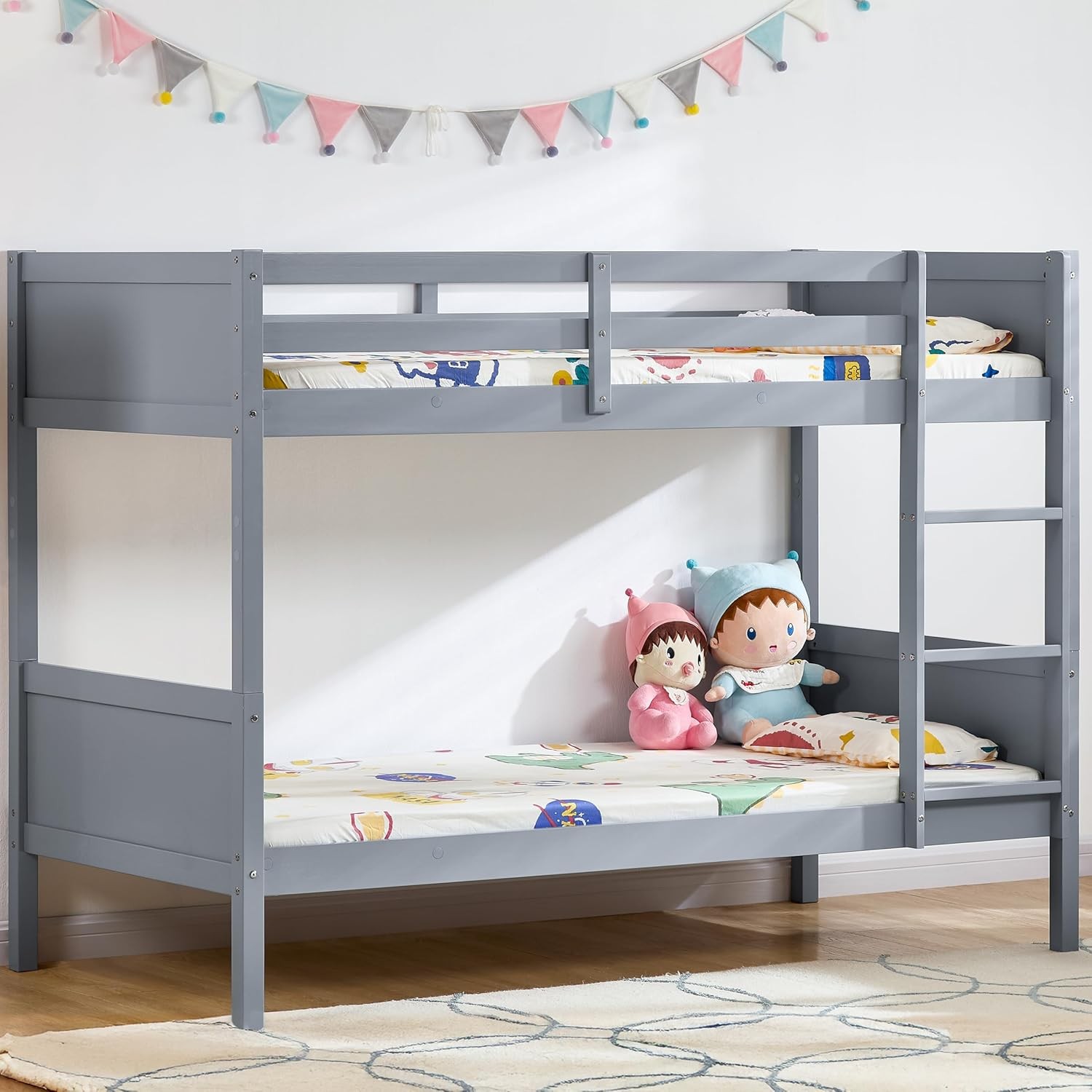Junior Vida Gemini Bunk Bed Detachable Kids Children Single 3ft Bed Frame Pine Wood (White) 27 Gemini Bunk Bed Detachable Kids Children Single 3ft Bed Frame Pine Wood (Grey)