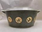 Pyrex Zodiac Symbols Green, W/Gold, White Glass, Round Vintage Casserole Dish