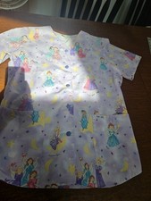 Cherokee Scrubs Top Womens V Neck, 2 Pockets, Tapered Elastic Back