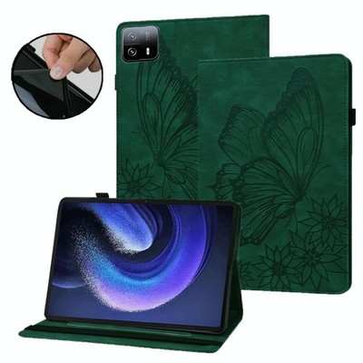 Big Butterfly Präge Leder Tasche für Xiaomi Pad 6 Max 14 2023 Grün