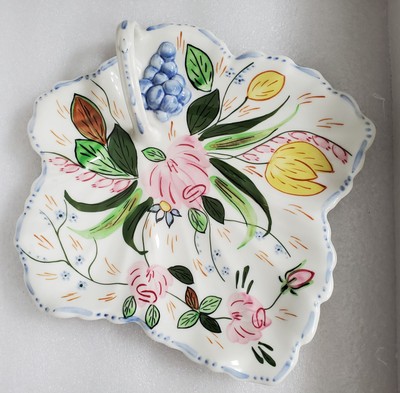 Blue Ridge Southern Potteries Verna Celery Dish Hand Painted Handled Dish Tulips