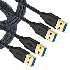 USB 3.0 Cable Male to Male, 2-Pack Braided 6ft USB to USB Cable Type A Male D...