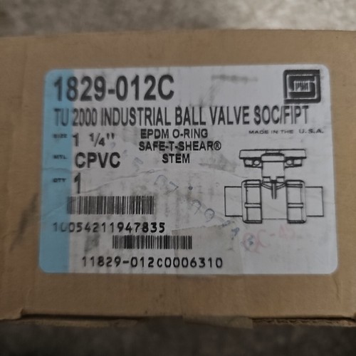 SPEARS 1-1/4" 1829-012C CPVC Schedule 80 True Union 2000 Ball Valves