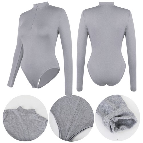 SEXY WOMEN LONG SLEEVE LEOTARD BODYSUIT TOP LADIES STRETCH BODY TOP SHIRT TEE - Picture 8 of 21