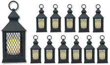 10" Bulk Decorative Farmhouse Lanterns 12 Pc Set with Flameless LED Candle