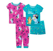 BLUEY Pajamas Girls Size 2T-5T Set 100 Cotton 4 Piece Disney Dog Toddler 2 3 5