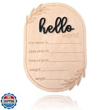 Baby Announcement Sign, 5.91x4.13 Inch Hello World Newborn Sign, Baby Announc