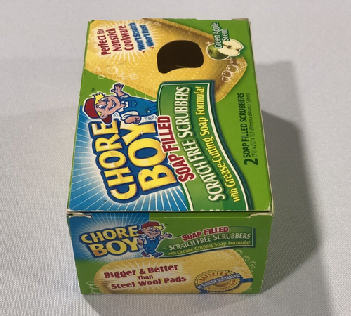 Vintage 2 Count Chore Boy Soap Filled Scrubbers Green Apple Nonstick Pads 2008 - Picture 3 of 12