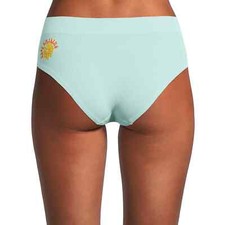 No Boundaries Women's Seamless Hipster Panties Size LARGE Aqua Cloud Flower