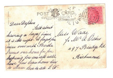 VICTORIA 1908 2d QV on Postcard,cds  RYE Vic