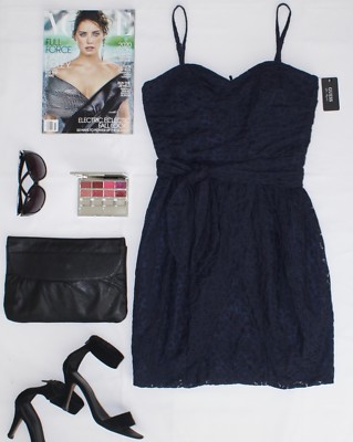 GUESS Navy Blue Lace Dress , Size: 4 / S | eBay