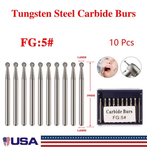10-100pcs Dental Round Carbide Steel Drills Burs FG-05 for High Speed Handpiece - Picture 3 of 13