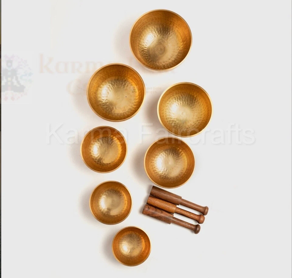 Chakra Healing Singing Bowl Set of 7 Hand Hammered Tibetan Sound Meditation Bowl - Image 4 of 4