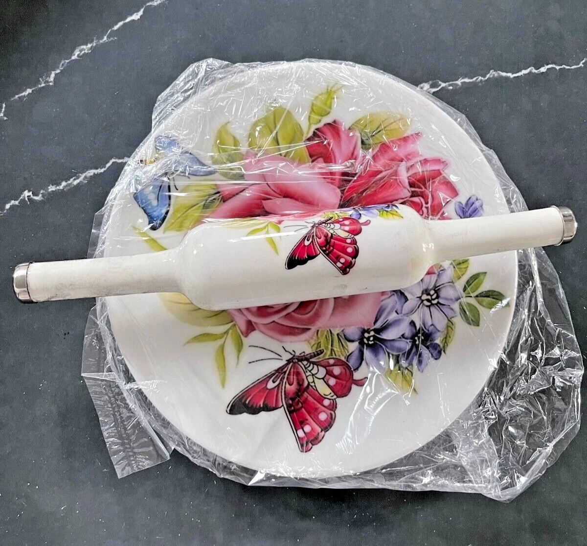 Belan Chakla Marble Kitchen Rolling Pin Set Board Maker Roti Handmade US Stock