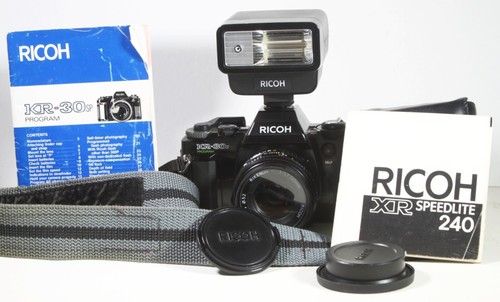 Ricoh KR-30sp Camera - 50 f/1.7P Lens, Flash, Orig. Caps, Instr., Diamond strap