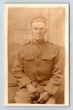 World War One WWI Soldier Real Photo Postcard RPPC Portrait Military Uniform