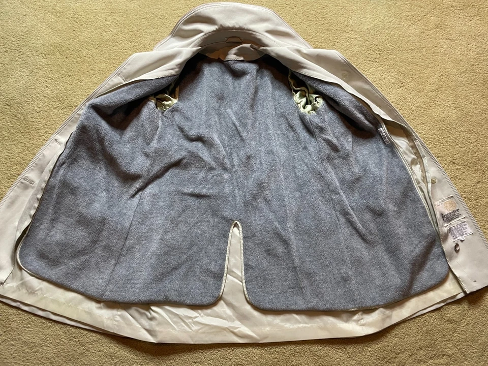 Jaqueta de chuva de inverno vintage anos 70 Forecaster forro com zíper cinto trench coat 11/12 - Imagem 2 de 4
