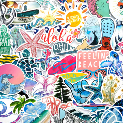   Pack of 50 Holiday / Travel / Beach / Surfing Style Stickerbomb - Stickers