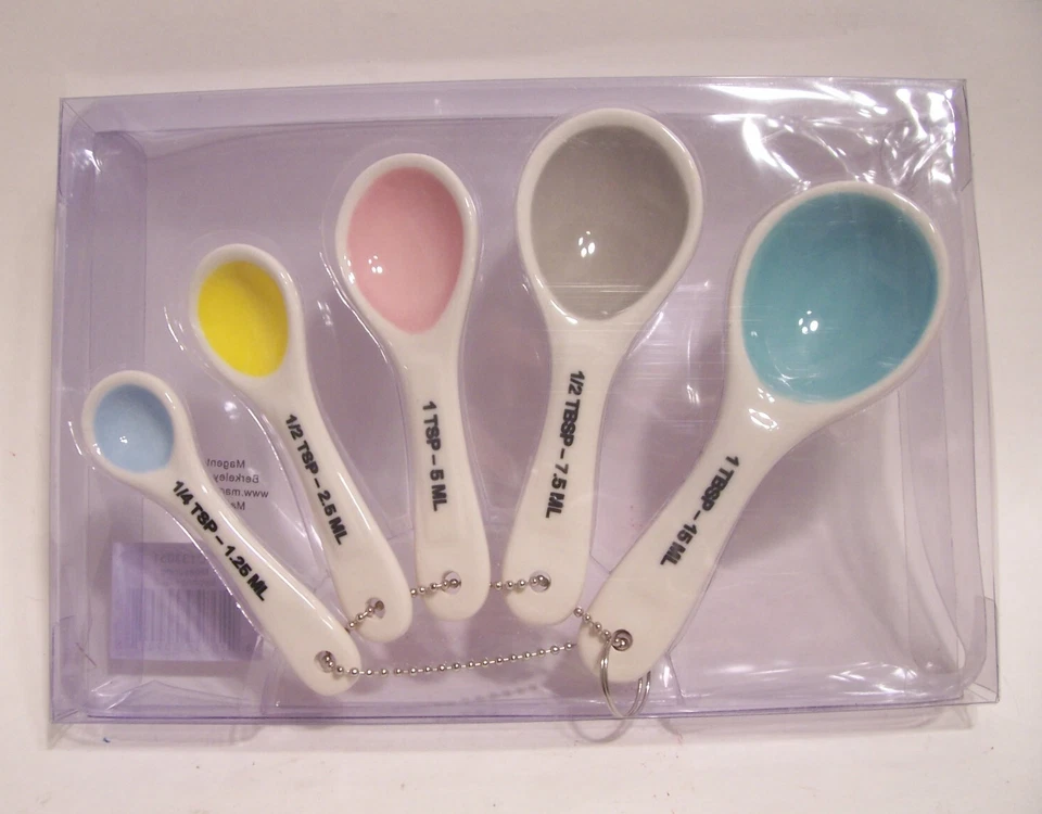 Rae Dunn Colorful White Ceramic Measuring Spoons 5 pc. Set NIB- Special Buy - Image 3 of 4
