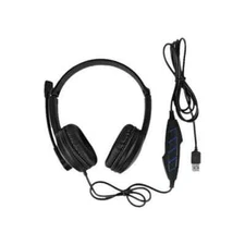 Aluratek - Wired USB Stereo Headset with Boom Mic AWHU02FB - Black