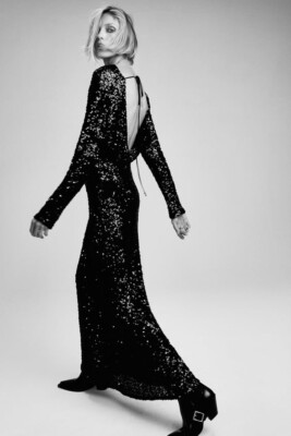 green emerald velvet dress Zara Women's Embroidered Sequin A-Line Maxi Dress | M UK10-12 main image 0