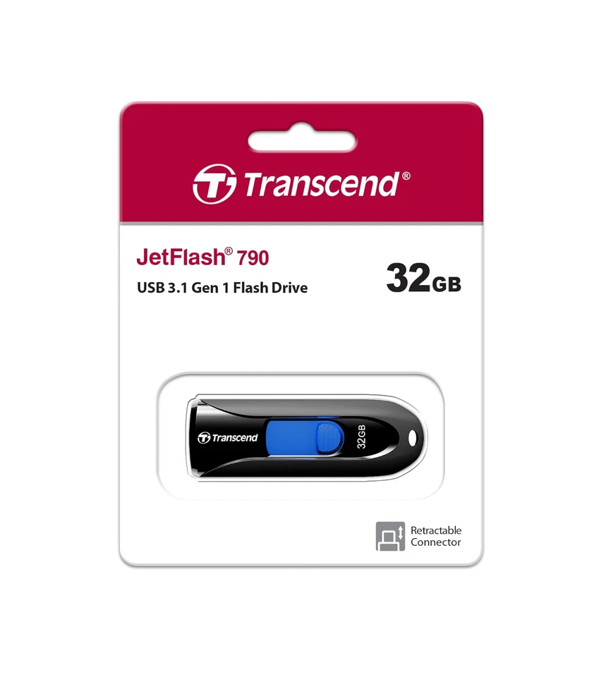 Transcend 32GB JetFlash 790 USB 3.1 Gen 1 Flash Drive, TS32GJF790K with Lanyard - Bild 2 von 4