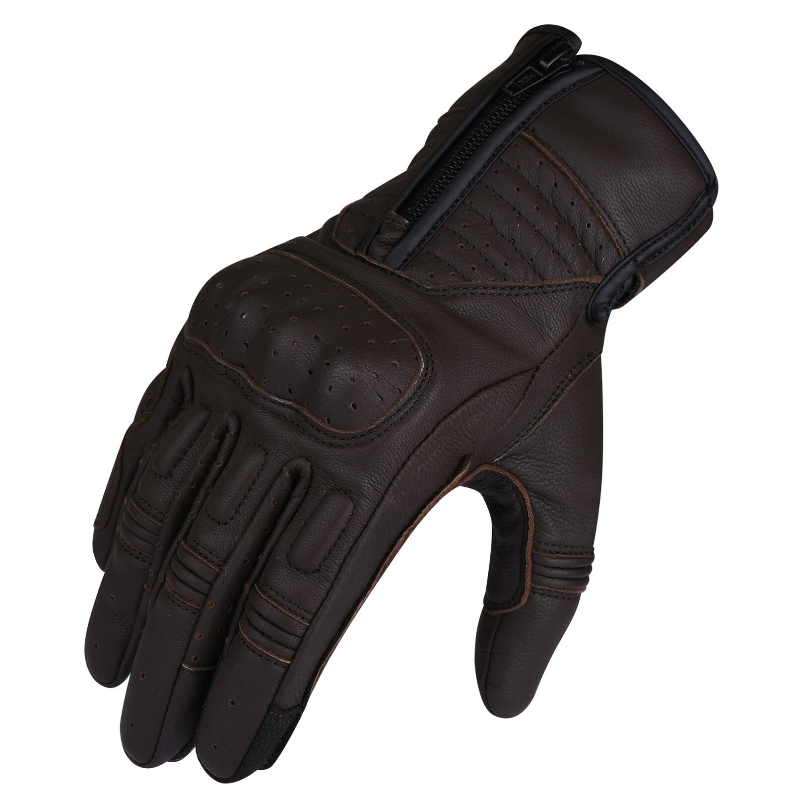 REDRUM Men Summer 100 Leather Motorcycle Gloves Zipper Motorbike Quad