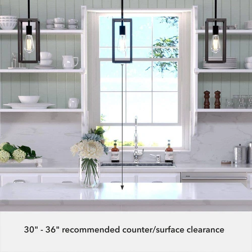 Hunter Squire Manor 1-Light Matte Black Island Mini Pendant Light - Picture 3 of 7