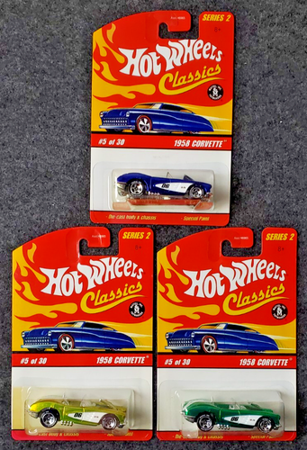 Hot Wheels Classic Series 2 #5/30 1958 Corvette Blue - Green - Lime