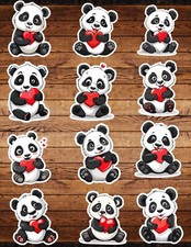 Valentine Heart Panda Die Cut Stickers Set Scrapbooking Laptop Waterbottle