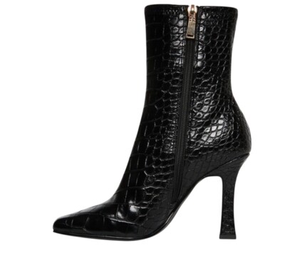 Steve Madden Tabatha Croco Black Crocodile Skin Print Faux Leather Boots Sz 6M