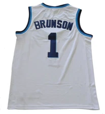 Retro Youth/Men Brunson #1 Basketball Jersey White Blue Sewn Custom Name S-6XL