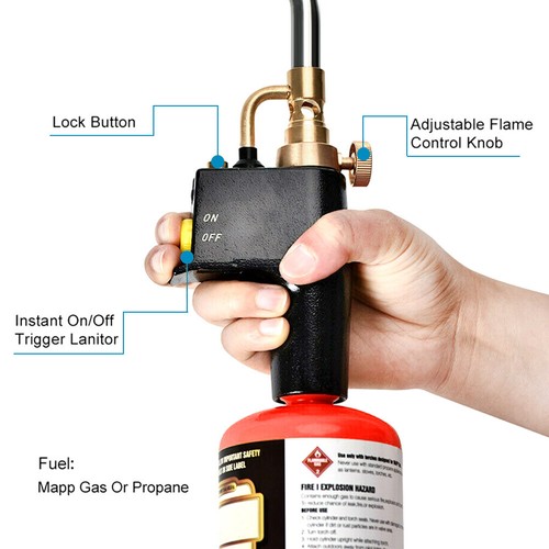 Professional Propane Mapp Blow Torch Welding Soldering Brazing Gas Plumbing Kit - Picture 10 of 12