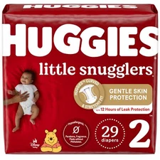 29 Ct Huggies Size 2 Diapers, Little Snugglers Baby Diapers, Size 2 (12-18 lbs)