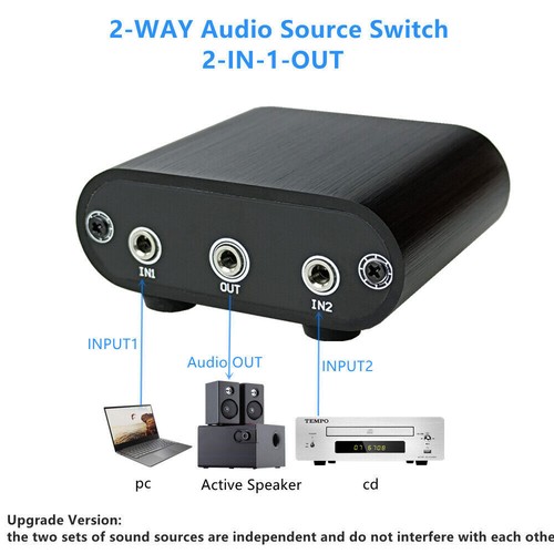 2-Wege Audio Schalter 3,5 mm AUX Quelle Kopfhörer Lautsprecher Schalter Wahlbox - M1 - Bild 4 von 9