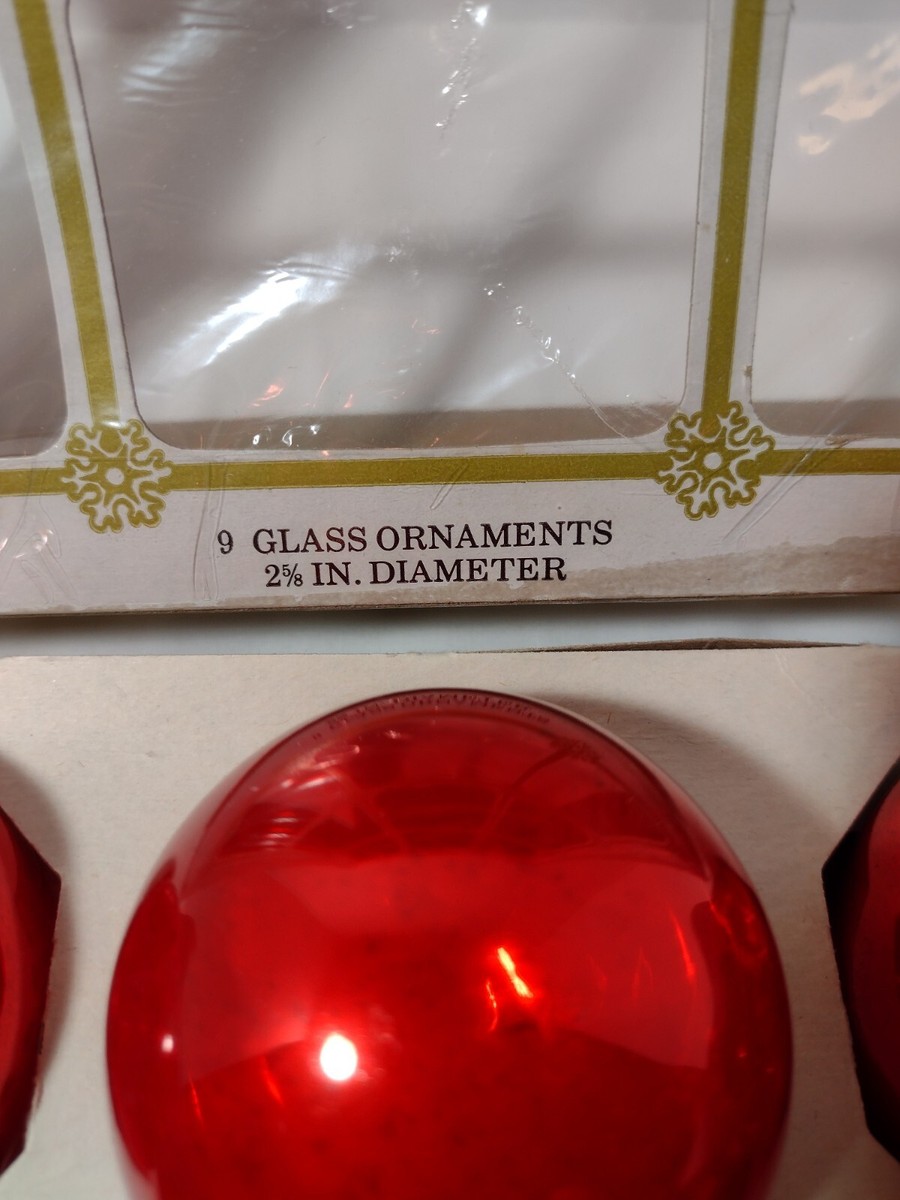 Vintage Glass Ornaments Circa 1950s 7 Red Christmas Balls Noelle