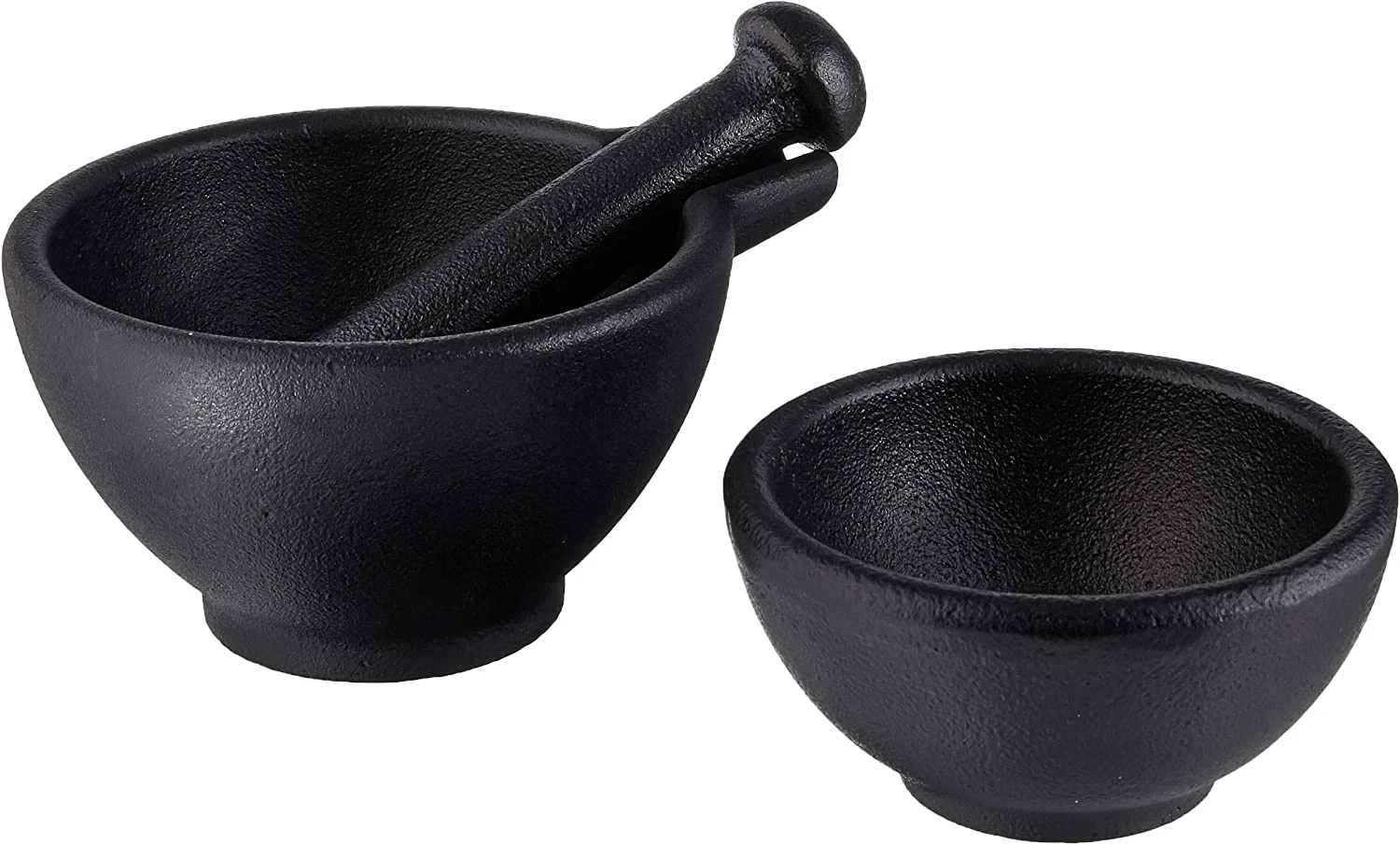 3-Piece Mortar and Pestle Set, Cast Iron Grinder Set for Spices and Seeds, Large