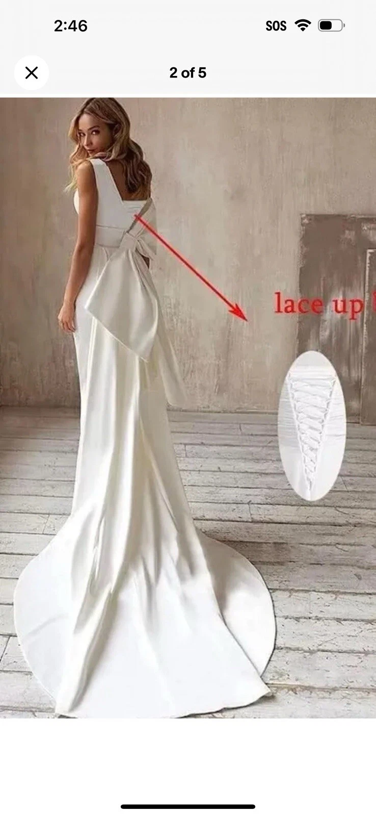 OFF WHITE Abito da sirena crema collo a V bianco 12 abito da sposa personalizzato fiocco treno raso