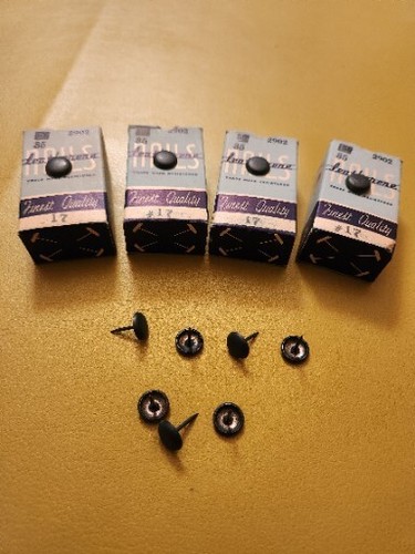 Vintage Leatherene Upholstery Nails Blue Tacks Made In USA Original Box Multiuse