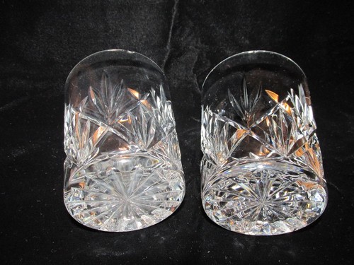 2 WATERFORD Irish Crystal EVE DOUBLE OLD FASHIONED FLAT TUMBLER GLASSES Chips! - Picture 8 of 9