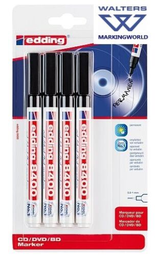 Edding 8400 CD Fine Permanent Marker Pen | Mark CD/DVD/BLU RAY | Set 4 - Picture 9 of 9