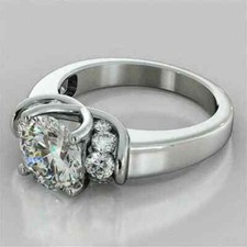 2.20Ct Lab Created Round Diamond Solitaire Engagement Ring 14K White Gold Finis
